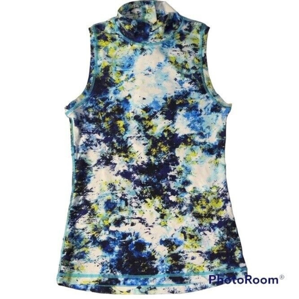 Athleta Women Size XXS Blue Green White Abstract Print Swim Tank New